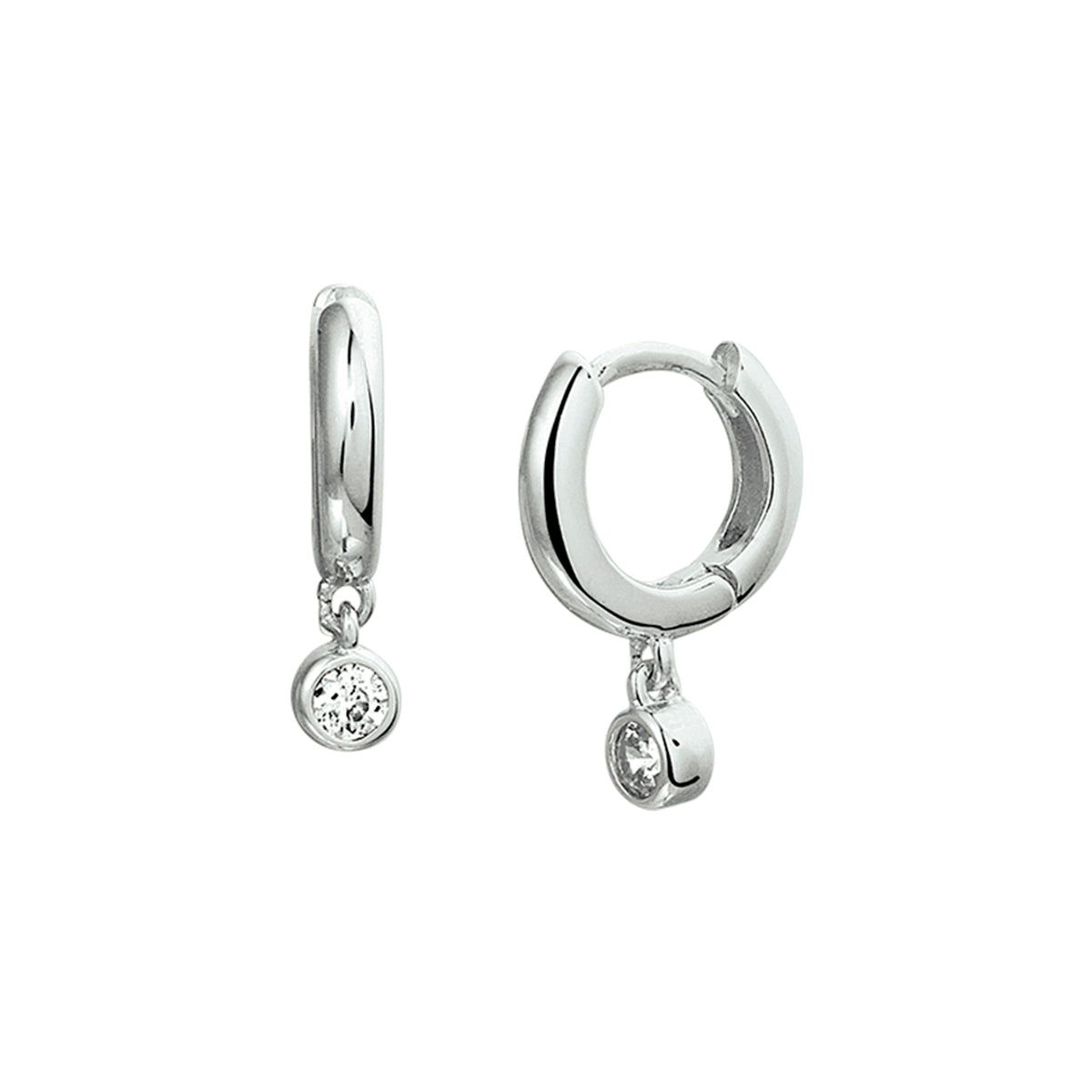 Klapoorringen zirkonia zilver gerhodineerd