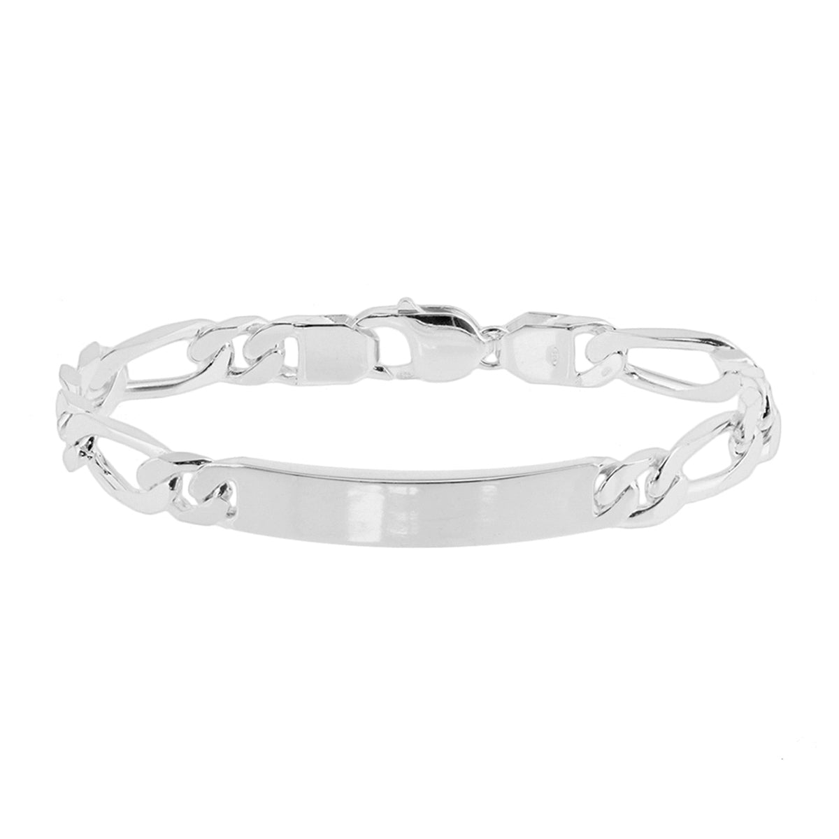 Graveerarmband plaat 8 mm 21 cm zilver gerhodineerd