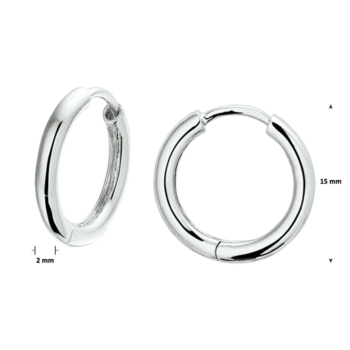 Oorringen 2,0 mm voor oorringhangers zilver gerhodineerd