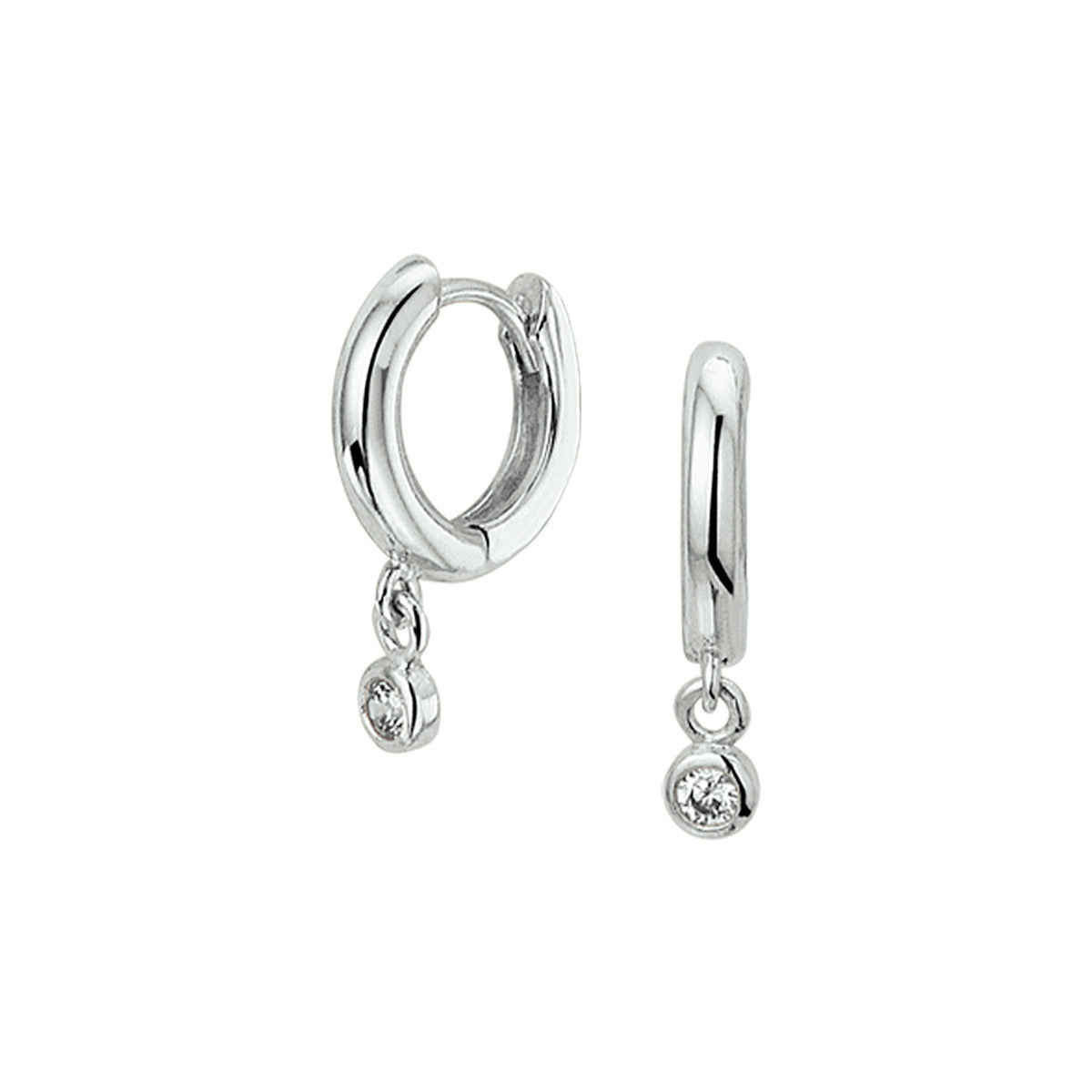 Klapoorringen zirkonia zilver gerhodineerd