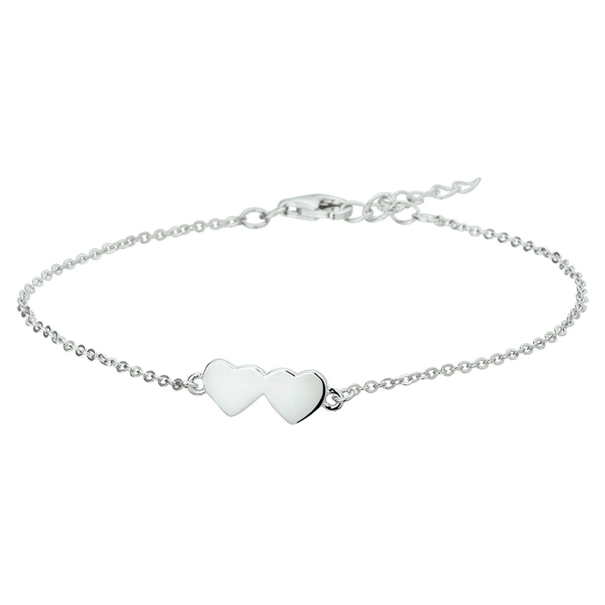 Armband hartjes 16 + 3 cm zilver gerhodineerd