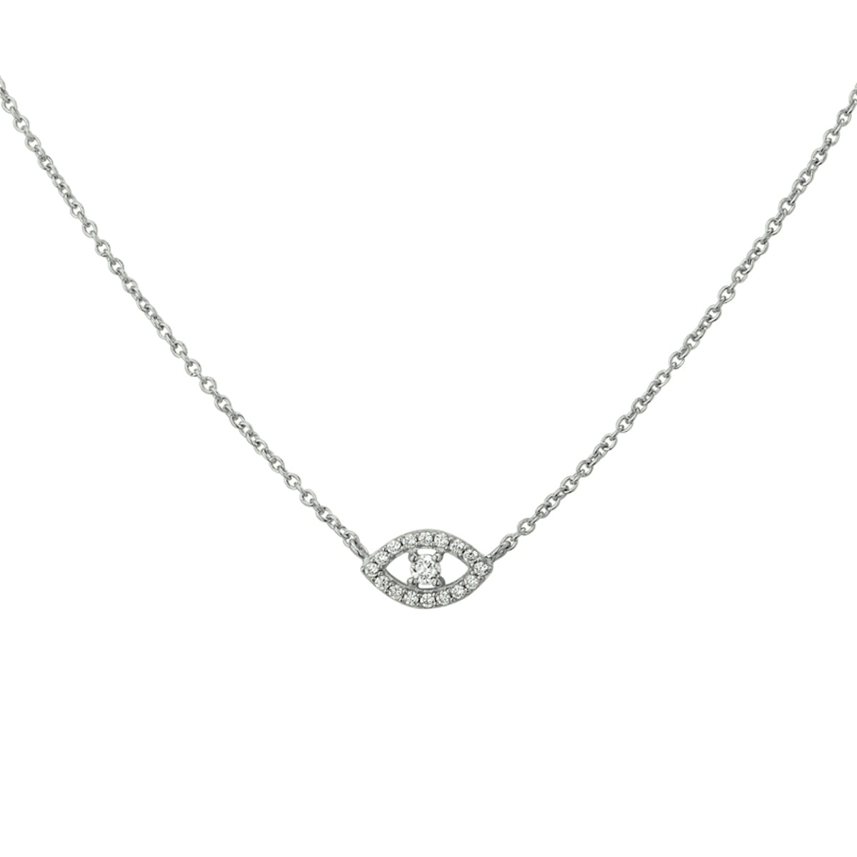 Collier boze oog zirkonia 40 + 4 cm zilver gerhodineerd