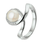Ring parel en zirkonia zilver gerhodineerd
