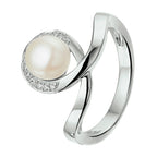 Ring parel en zirkonia zilver gerhodineerd