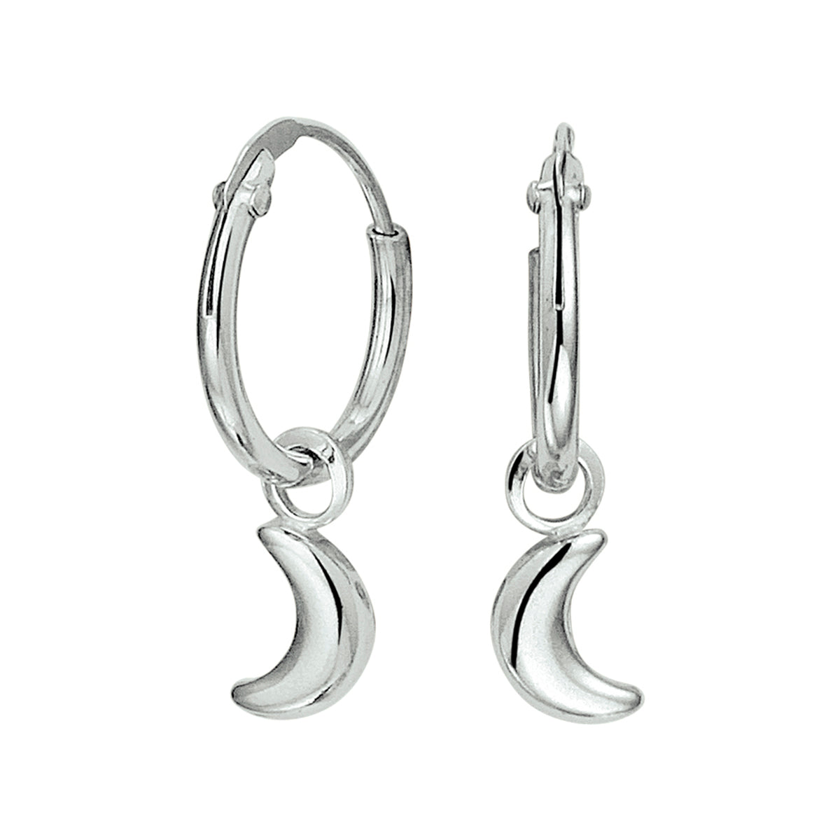 Oorringen maan zilver gerhodineerd
