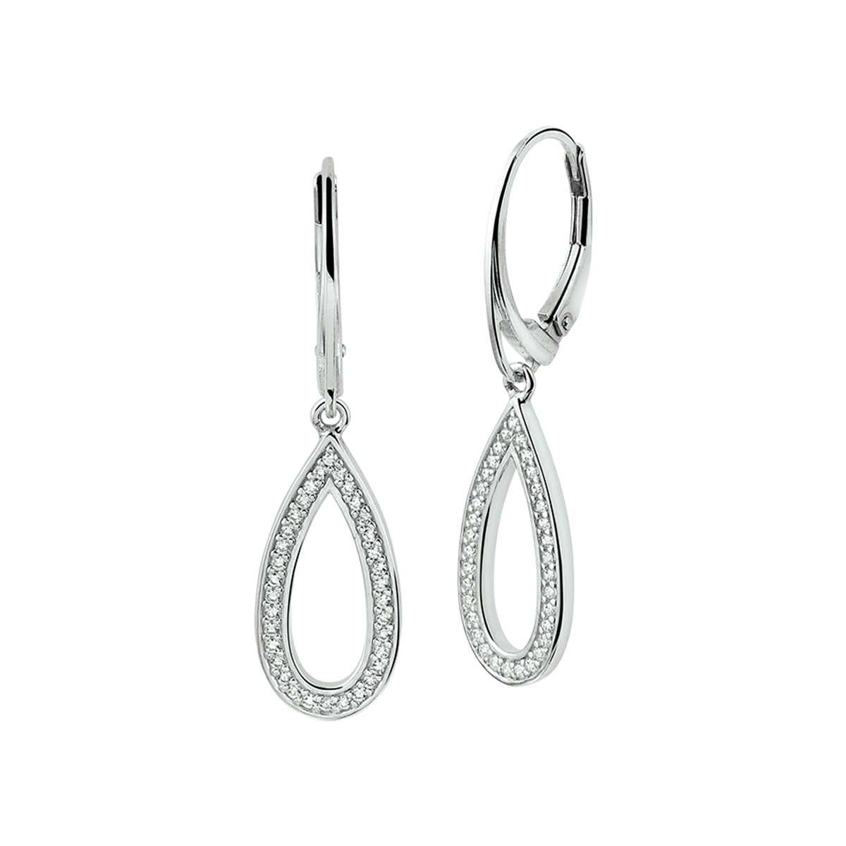 Oorhangers zirkonia brisur haak zilver gerhodineerd