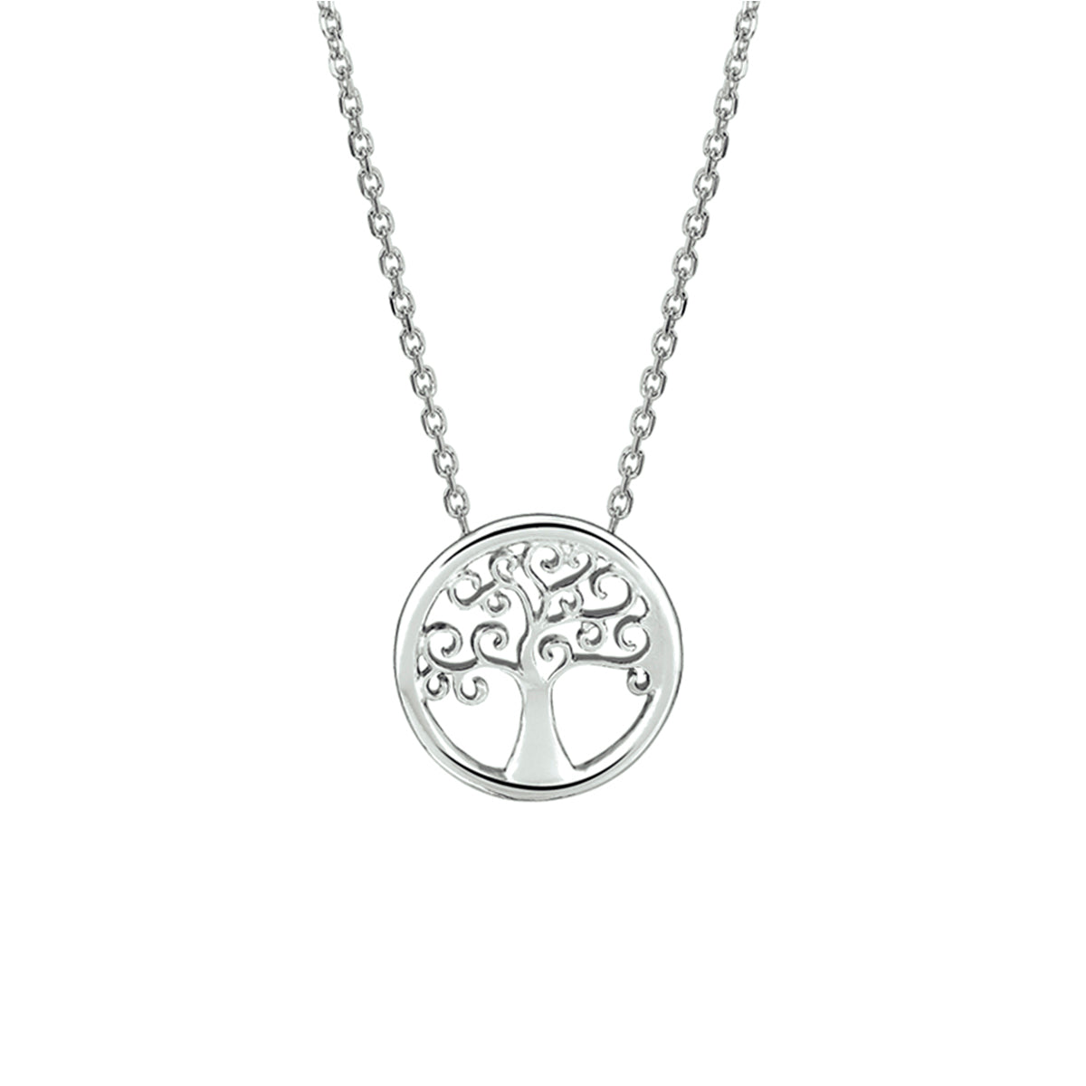 Collier levensboom 1,5 mm 41 + 4 cm zilver gerhodineerd