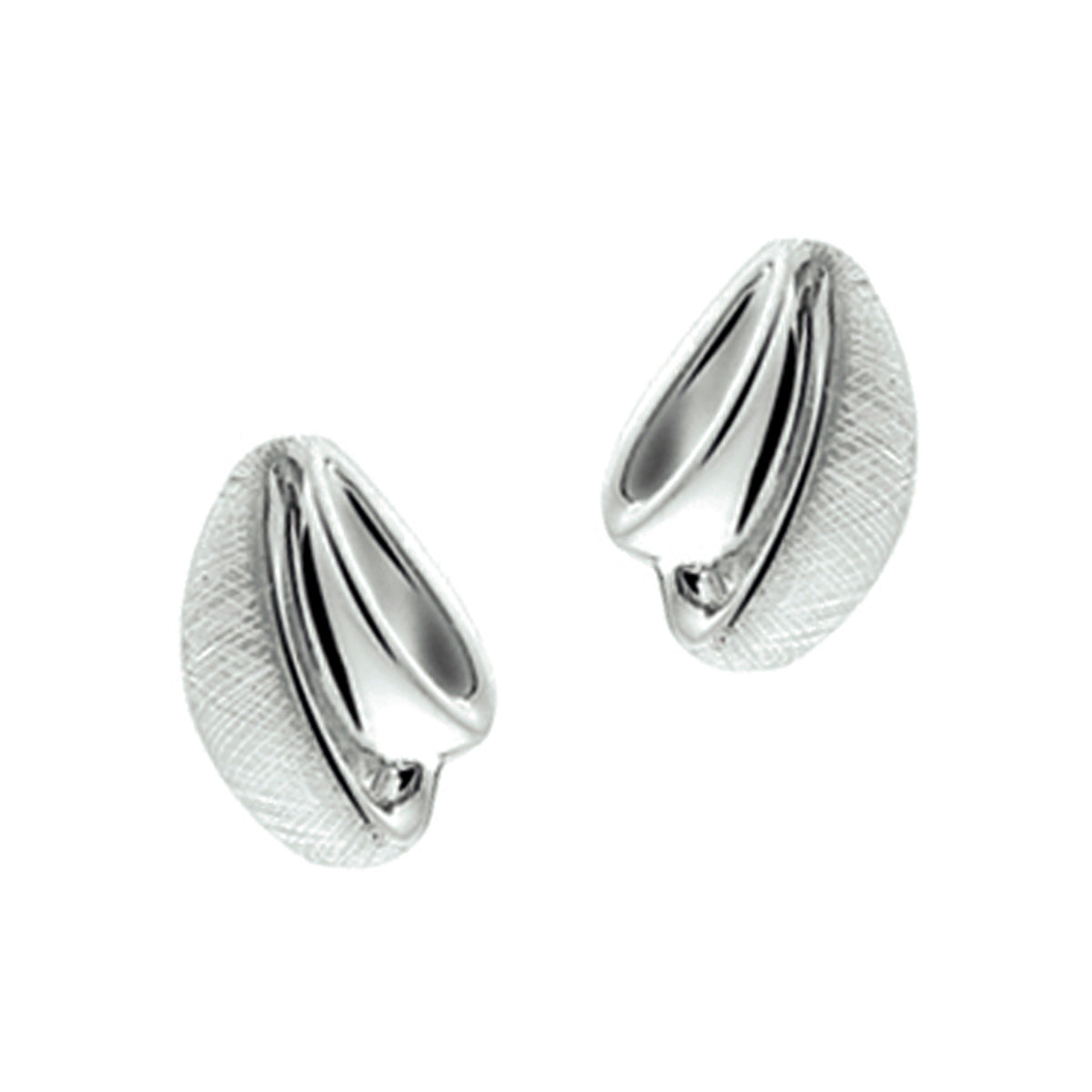 Oorknoppen gescratcht zilver gerhodineerd