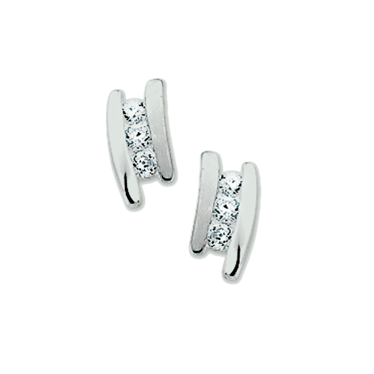 Oorknoppen zirkonia zilver gerhodineerd