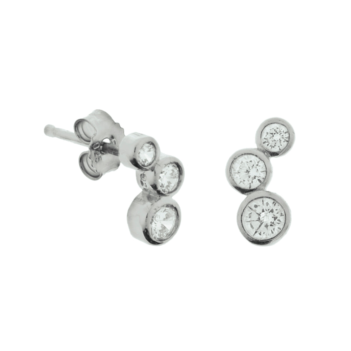 Oorknoppen zirkonia zilver gerhodineerd