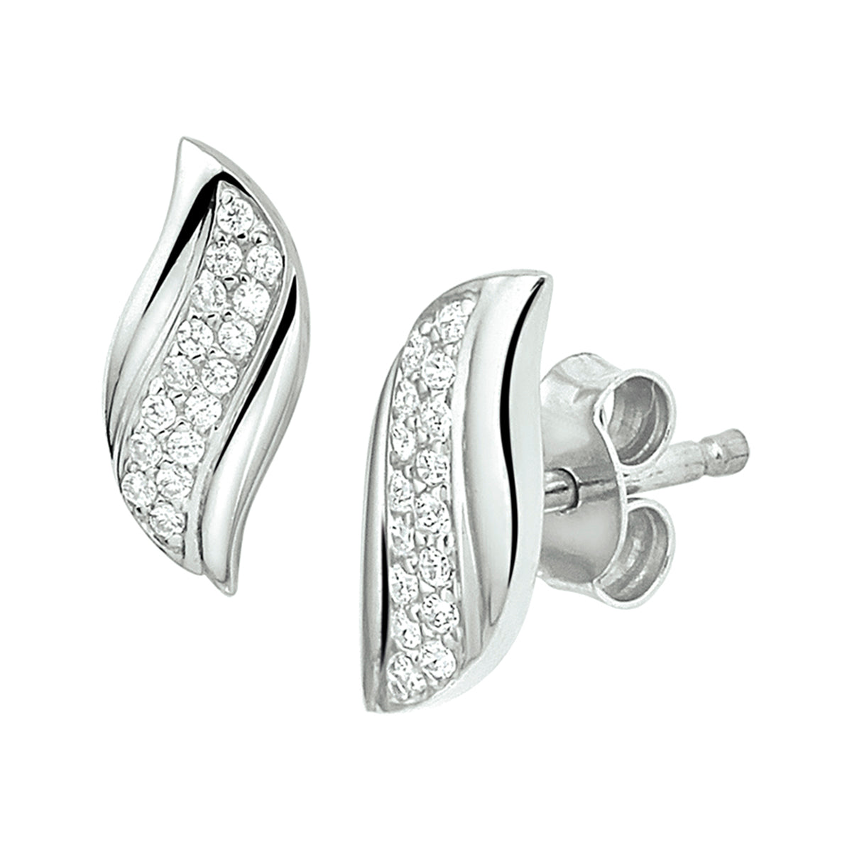 Oorknoppen zirkonia zilver gerhodineerd