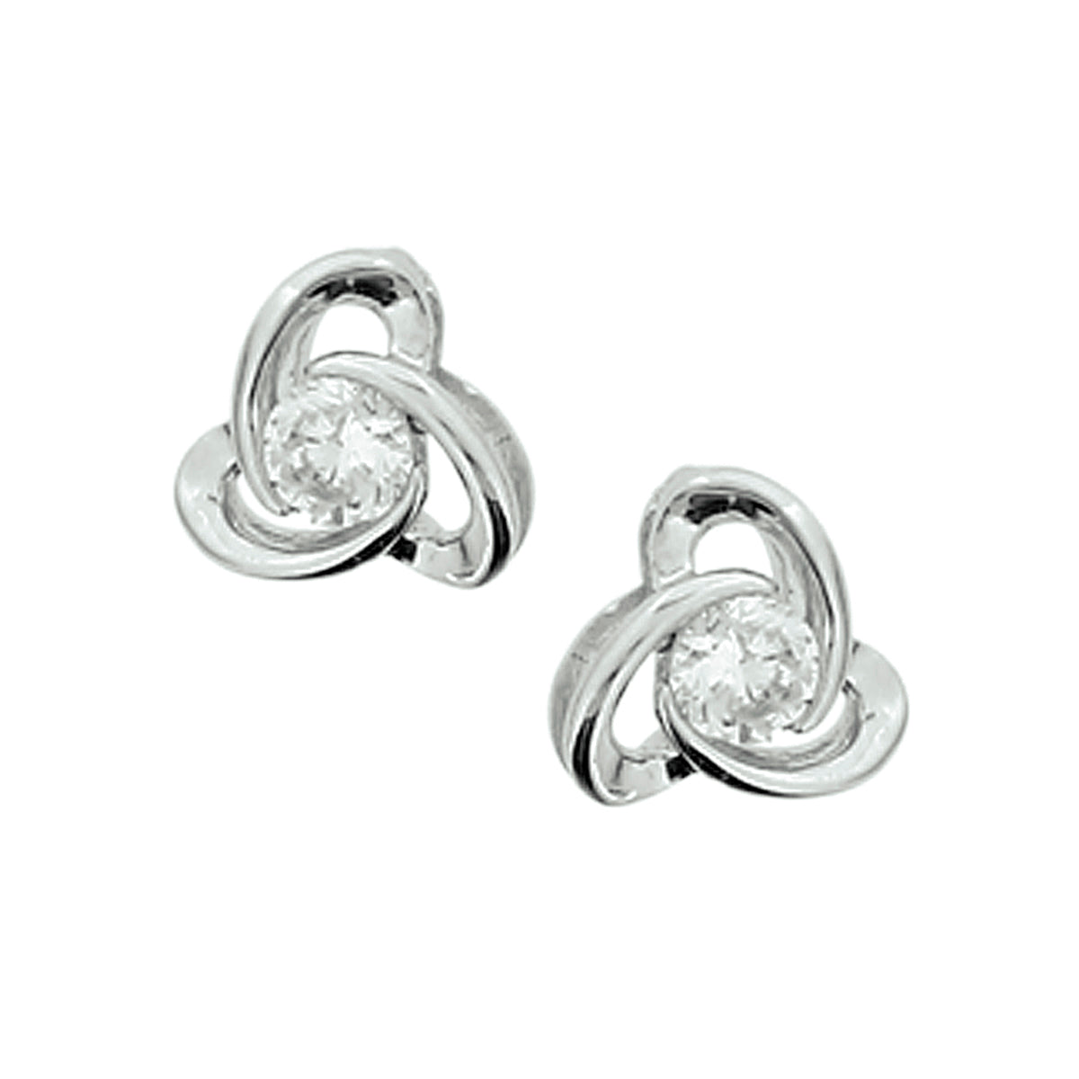 Oorknoppen zirkonia zilver gerhodineerd