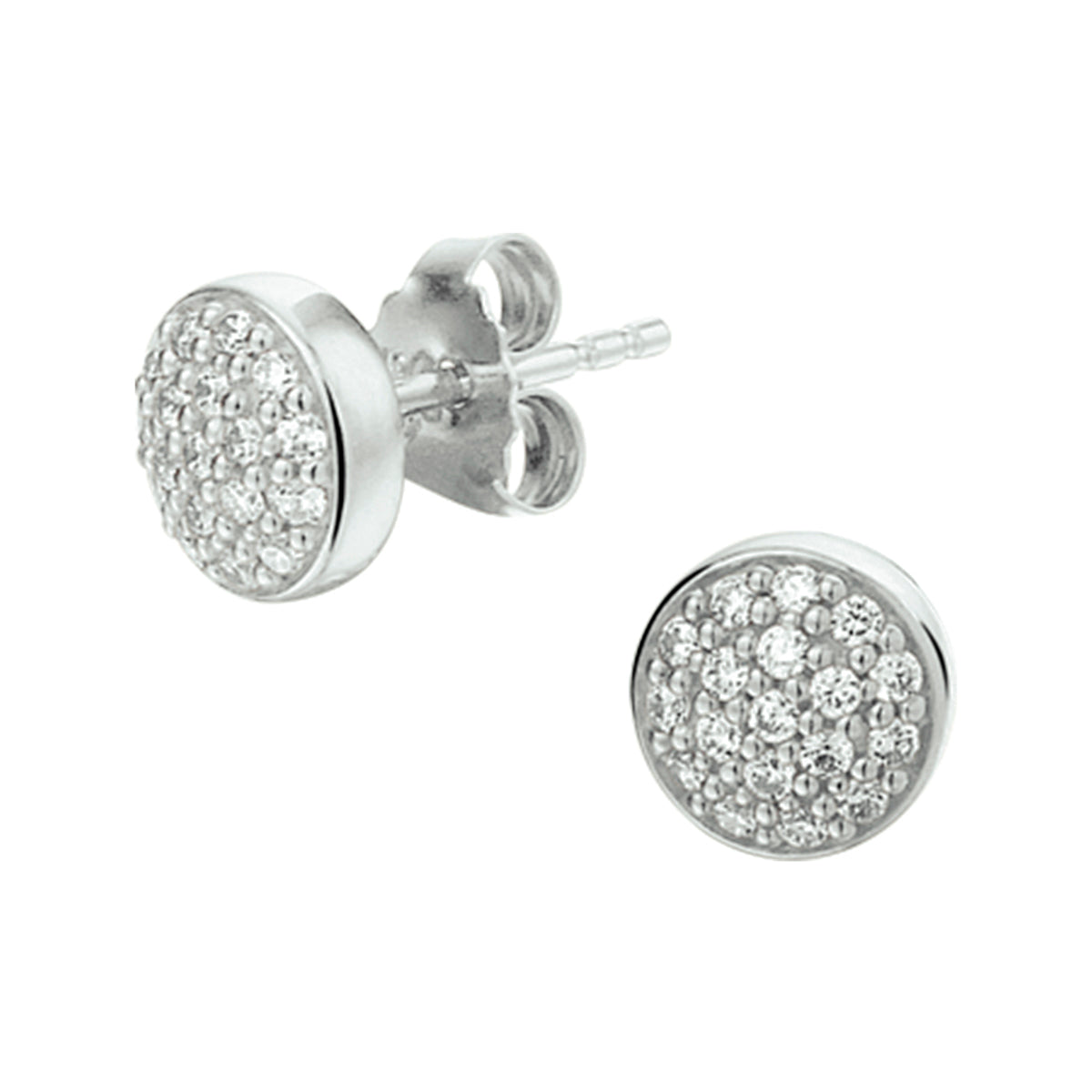 Oorknoppen zirkonia zilver gerhodineerd