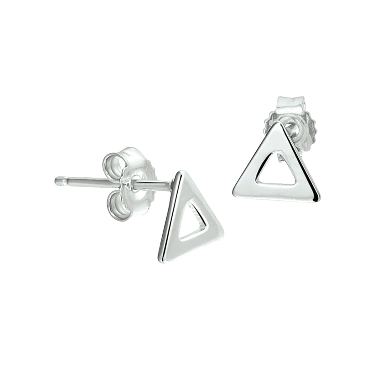Oorknoppen driehoek zilver gerhodineerd