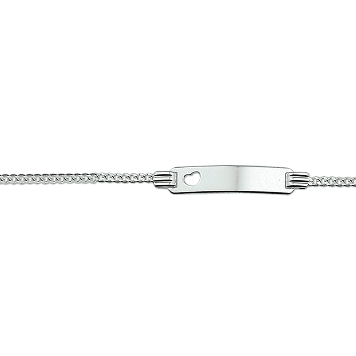 Graveerarmband hart gourmet plaat 4,8mm 13 - 15 cm zilver gerhodineerd