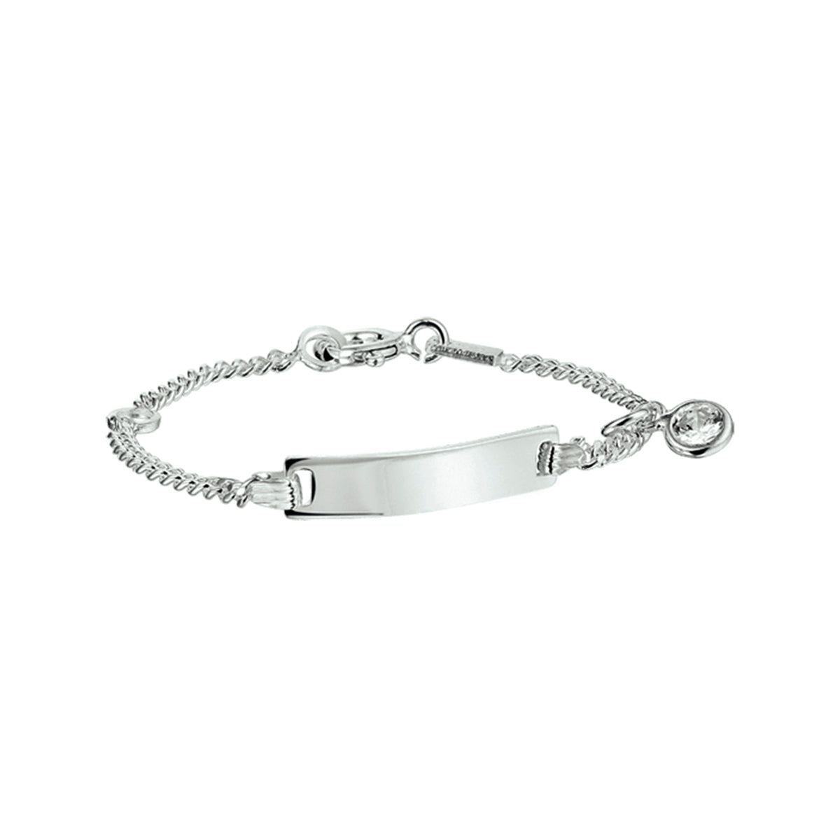 Graveerarmband zirkonia 11 - 13 cm zilver gerhodineerd