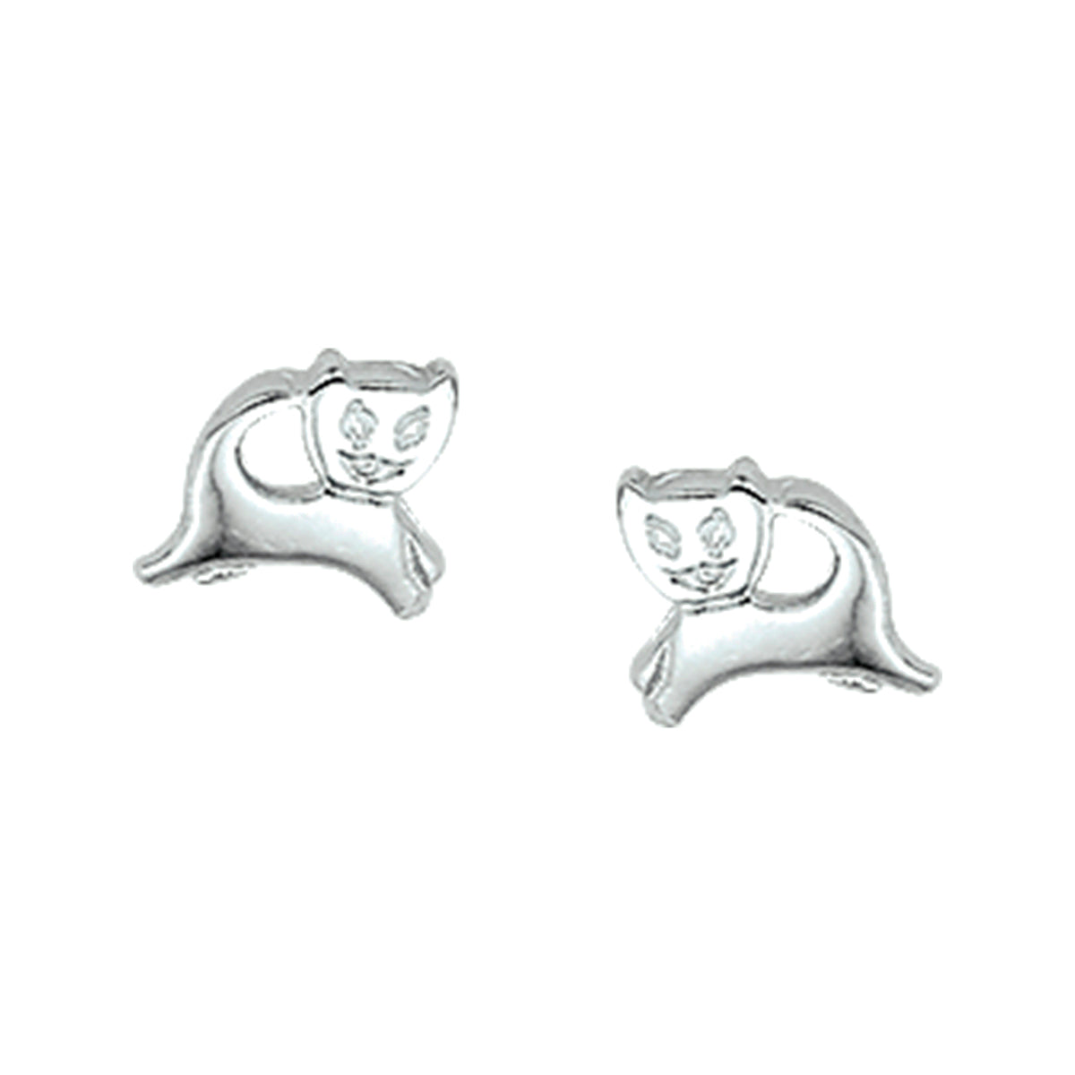 Oorknoppen poes zilver gerhodineerd