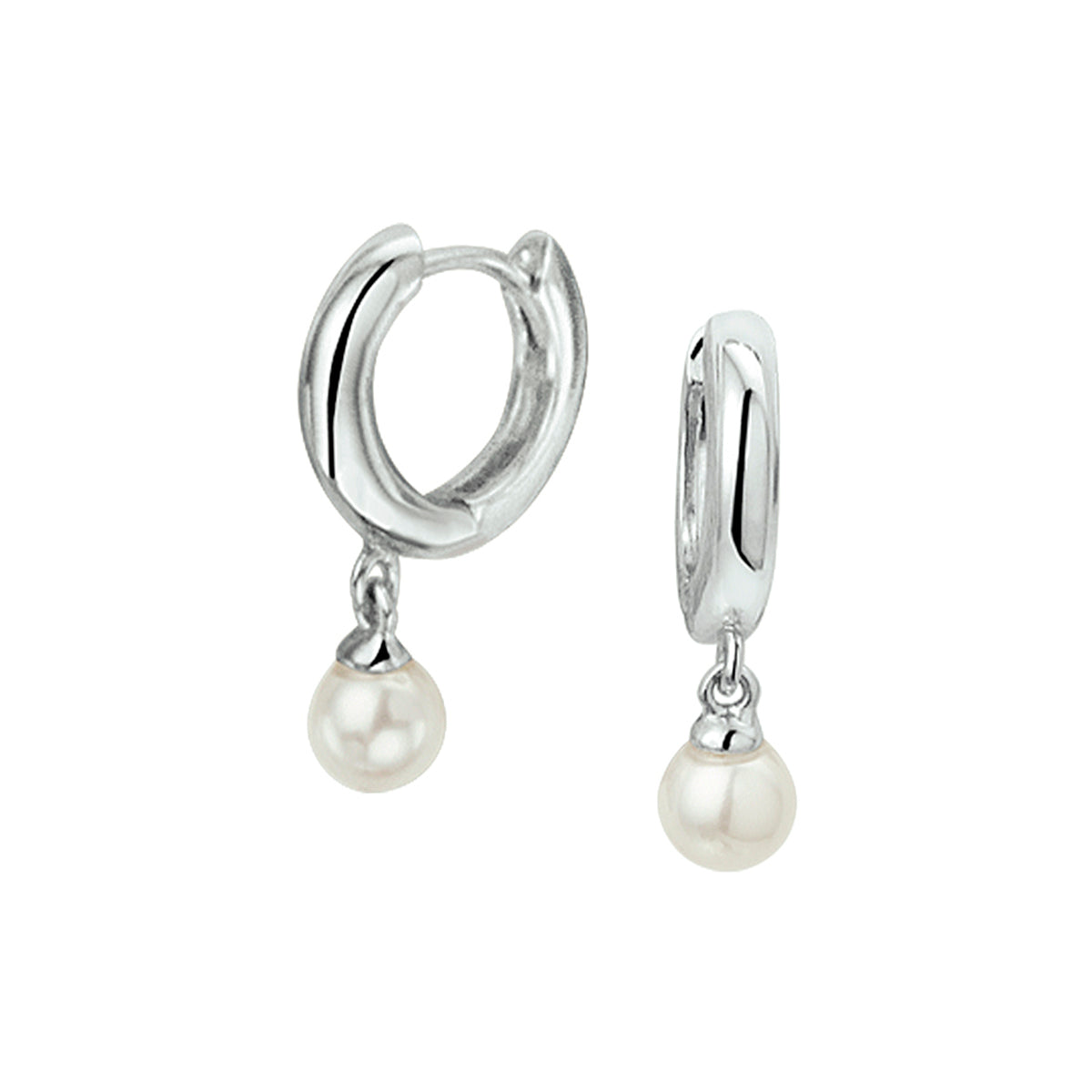 Klapoorringen synth. parel zilver gerhodineerd