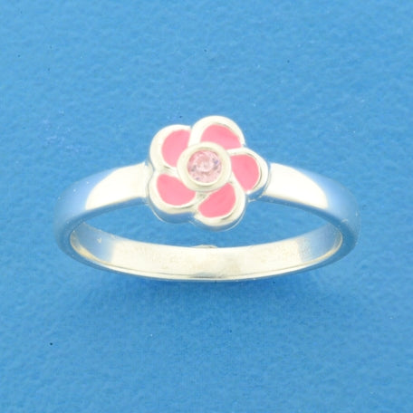 Ring bloem zirkonia zilver gerhodineerd