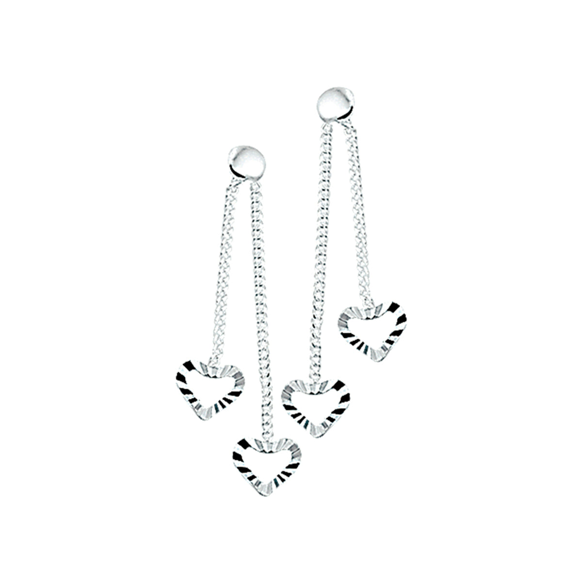 Oorhangers hartje gediamanteerd zilver gerhodineerd