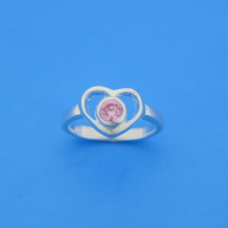 Ring hart zirkonia zilver gerhodineerd