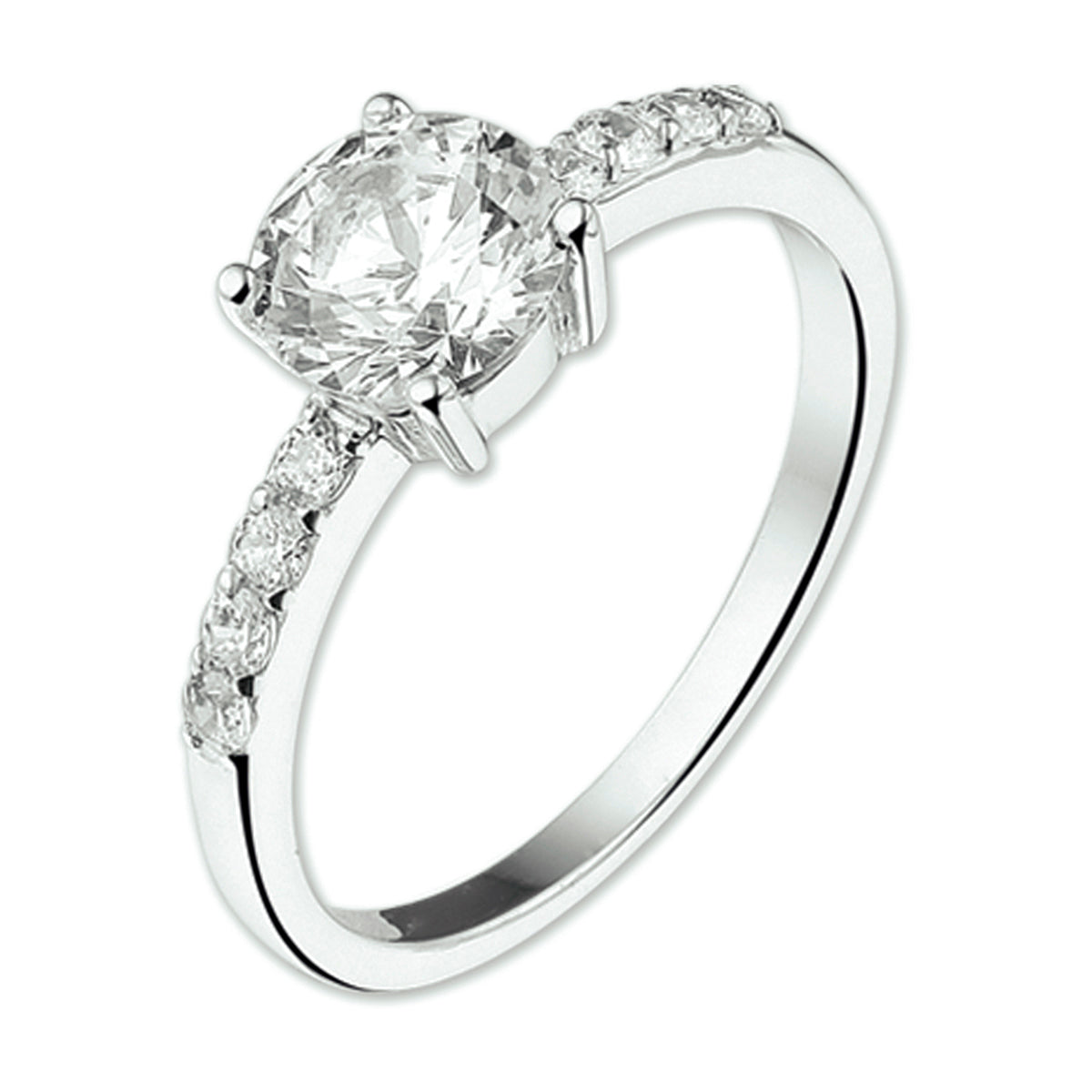 Ring zirkonia zilver gerhodineerd