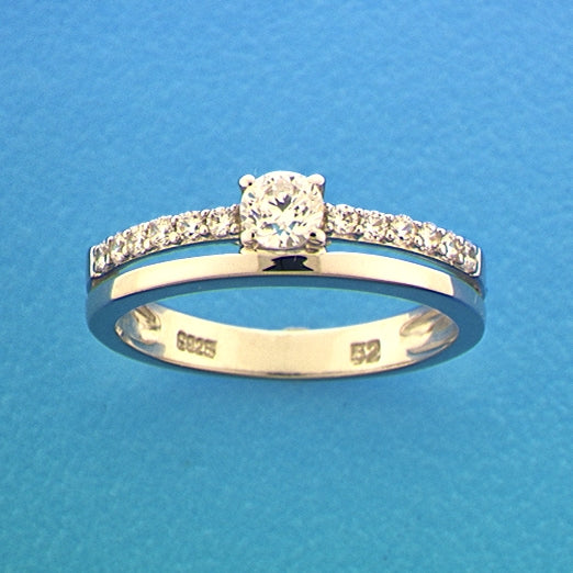 Ring zirkonia zilver gerhodineerd