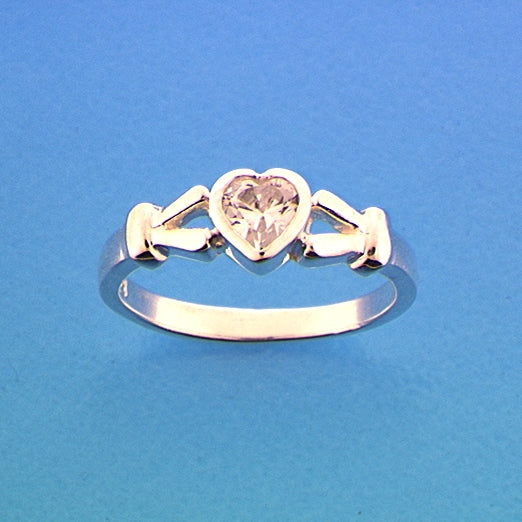 Ring hart zirkonia zilver gerhodineerd