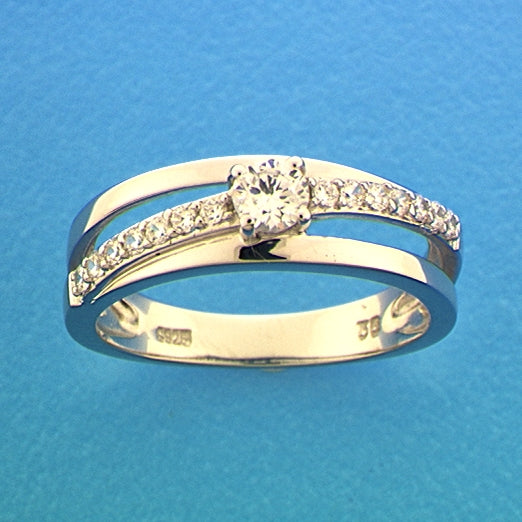 Ring zirkonia zilver gerhodineerd