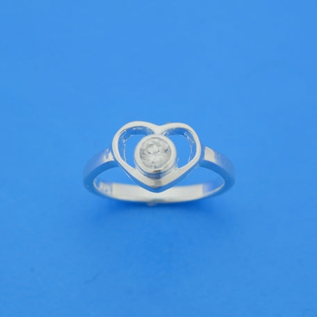 Ring hart en zirkonia zilver gerhodineerd