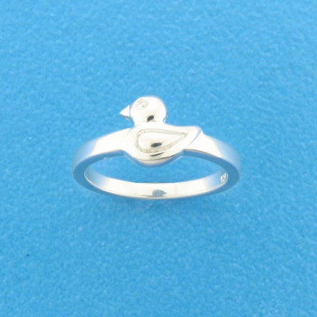Ring eend zirkonia zilver gerhodineerd