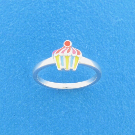 Ring cupcake zilver gerhodineerd