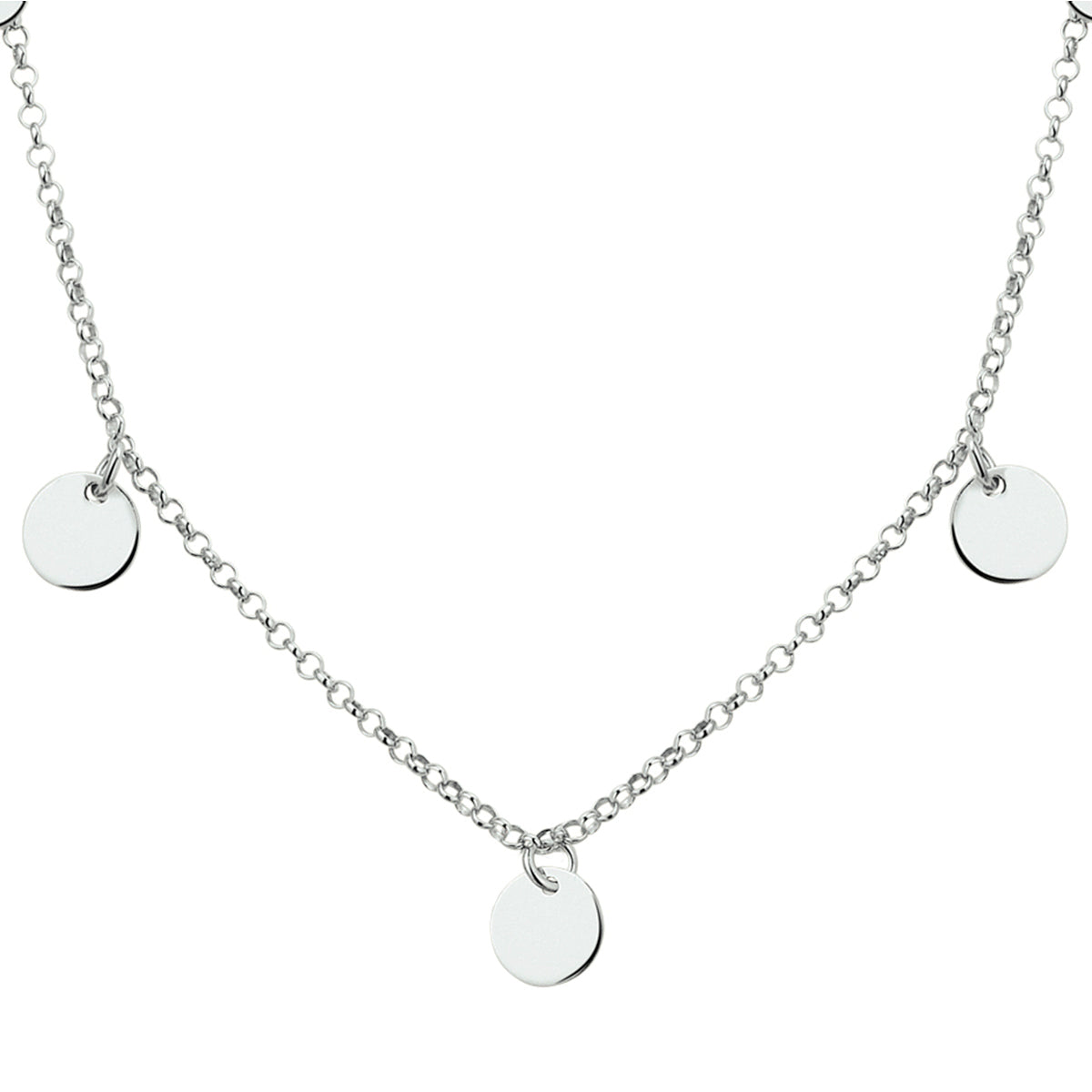 Collier rondjes 40 - 42 - 44 cm zilver gerhodineerd