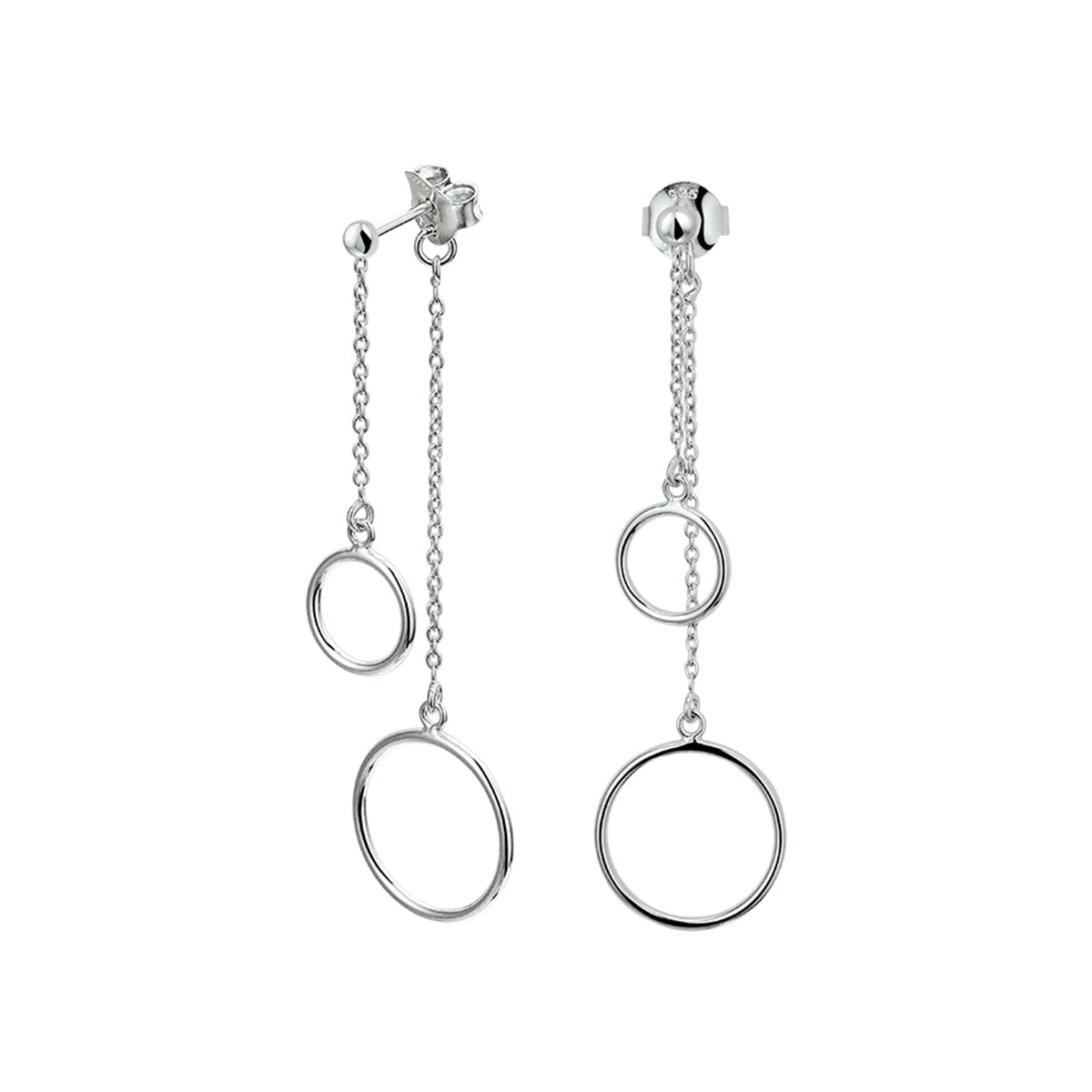 Oorhangers rondjes zilver gerhodineerd