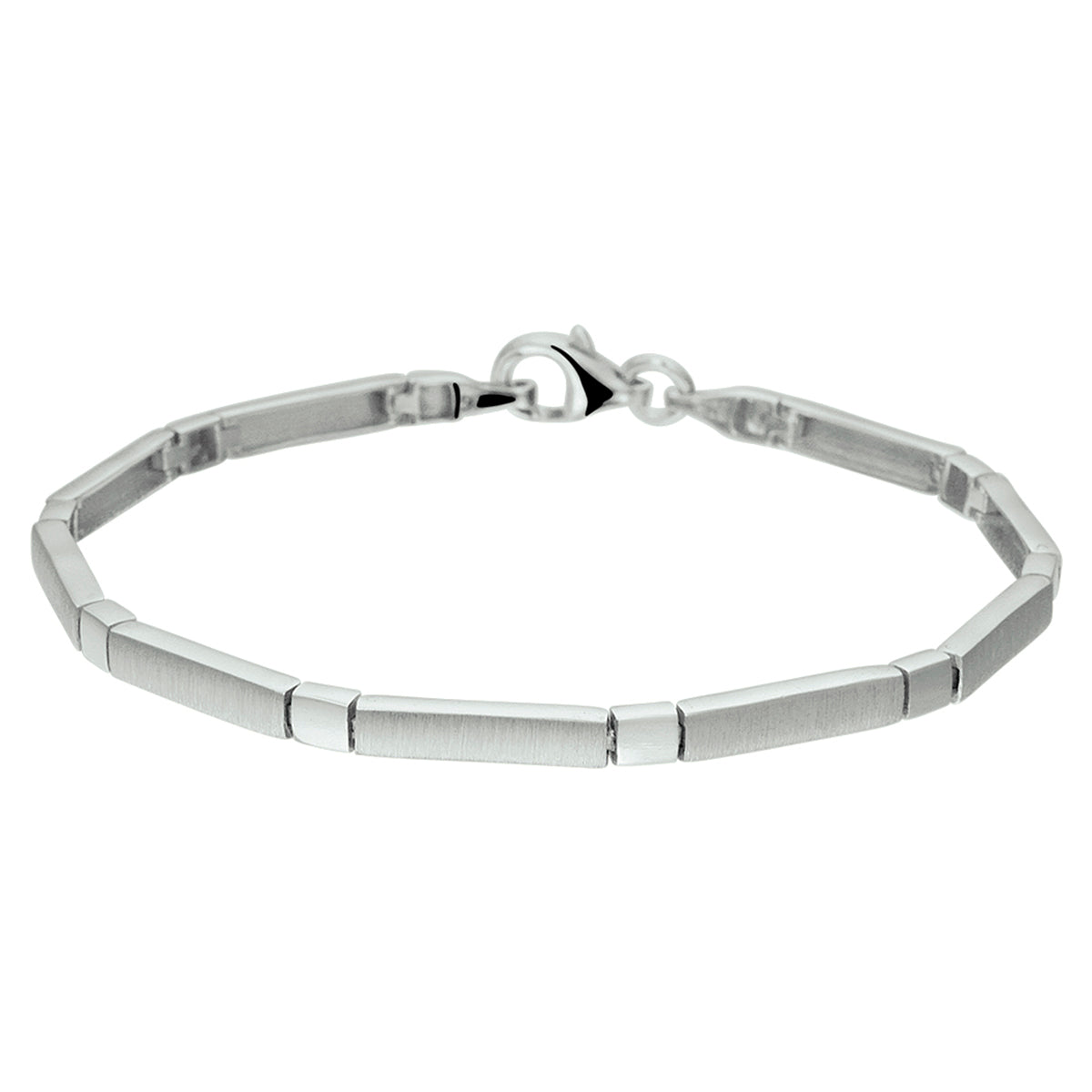 Armband poli/mat 3,5 mm 19 cm zilver gerhodineerd