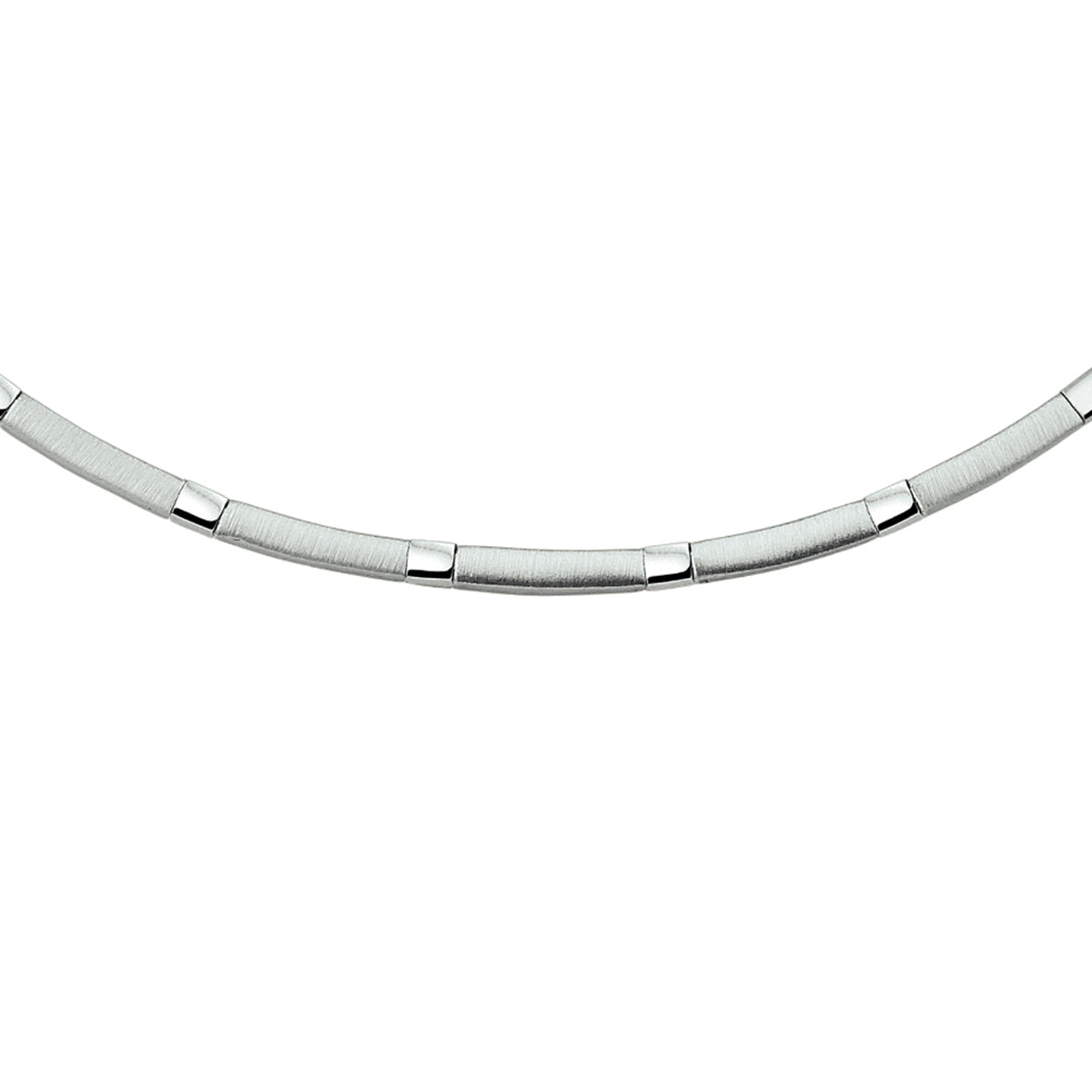 Collier poli/mat 3,5 mm 45 cm zilver gerhodineerd