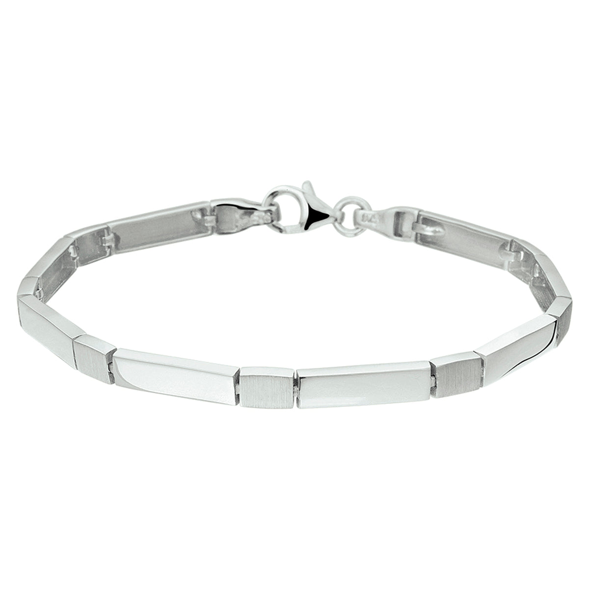Armband poli/mat 4,5 mm 19 cm zilver gerhodineerd