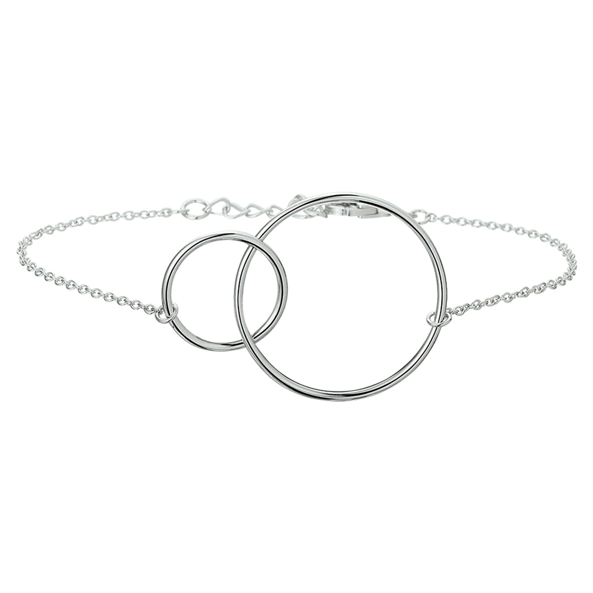 Armband rondjes 16,5 + 2,5 cm zilver gerhodineerd