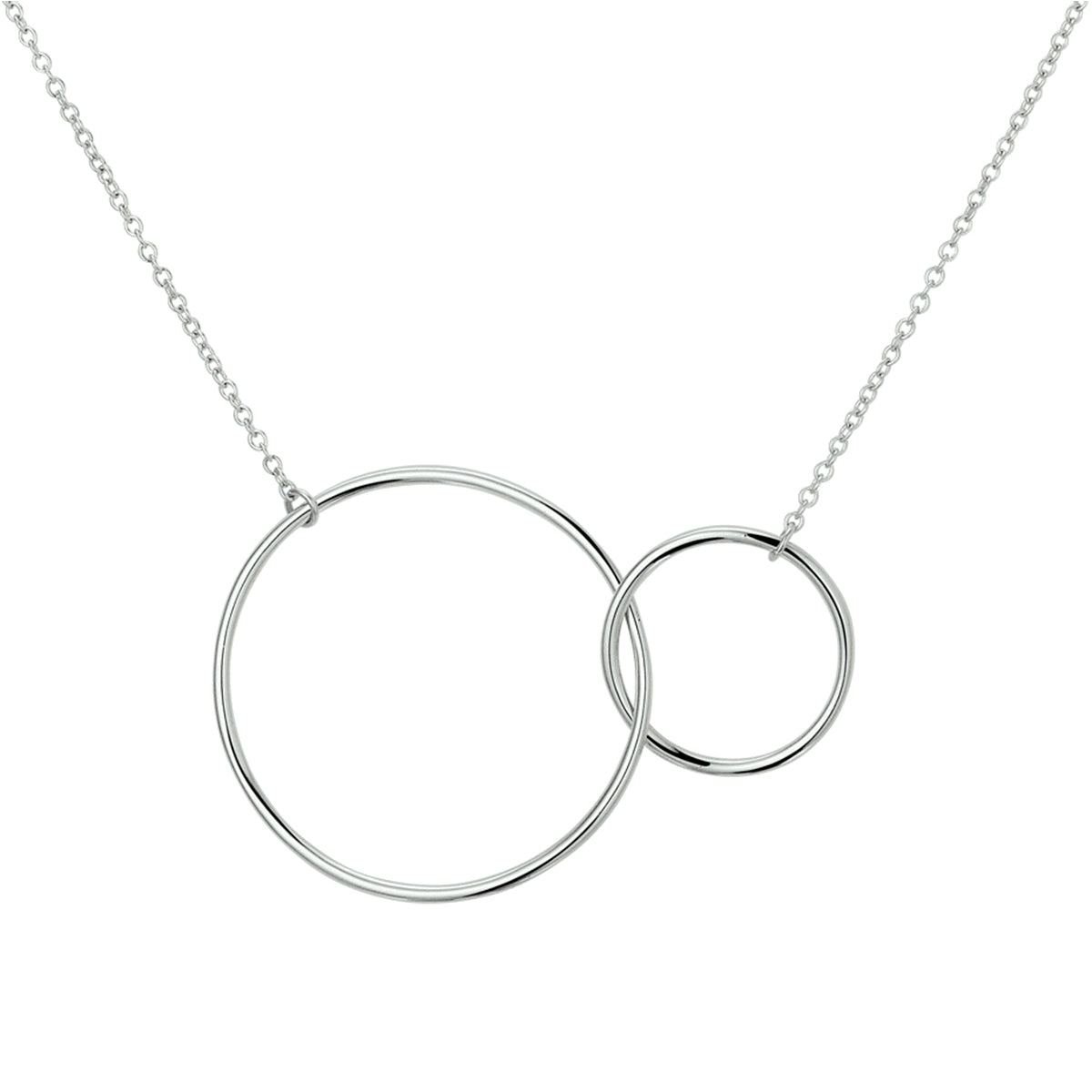 Collier rondjes 42 + 4 cm zilver gerhodineerd