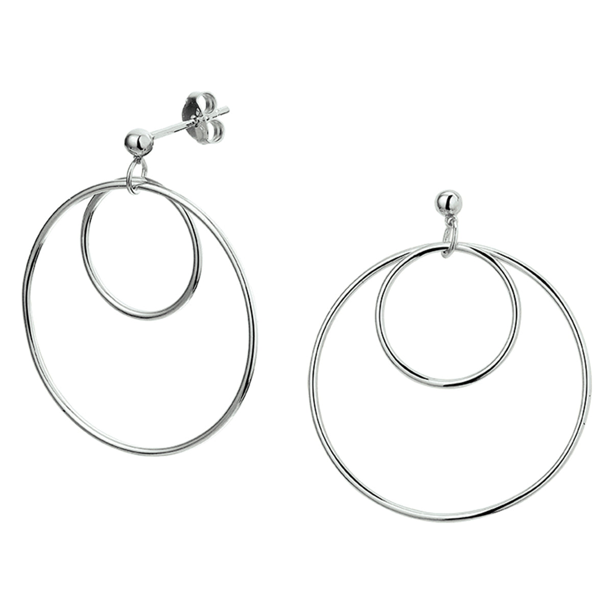 Oorhangers rondjes zilver gerhodineerd