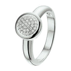 Ring rondje zirkonia zilver gerhodineerd