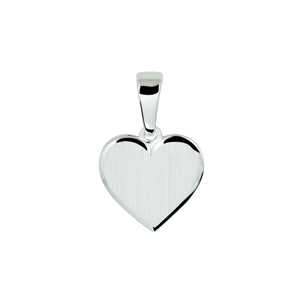 Graveerhartje poli/mat zilver gerhodineerd