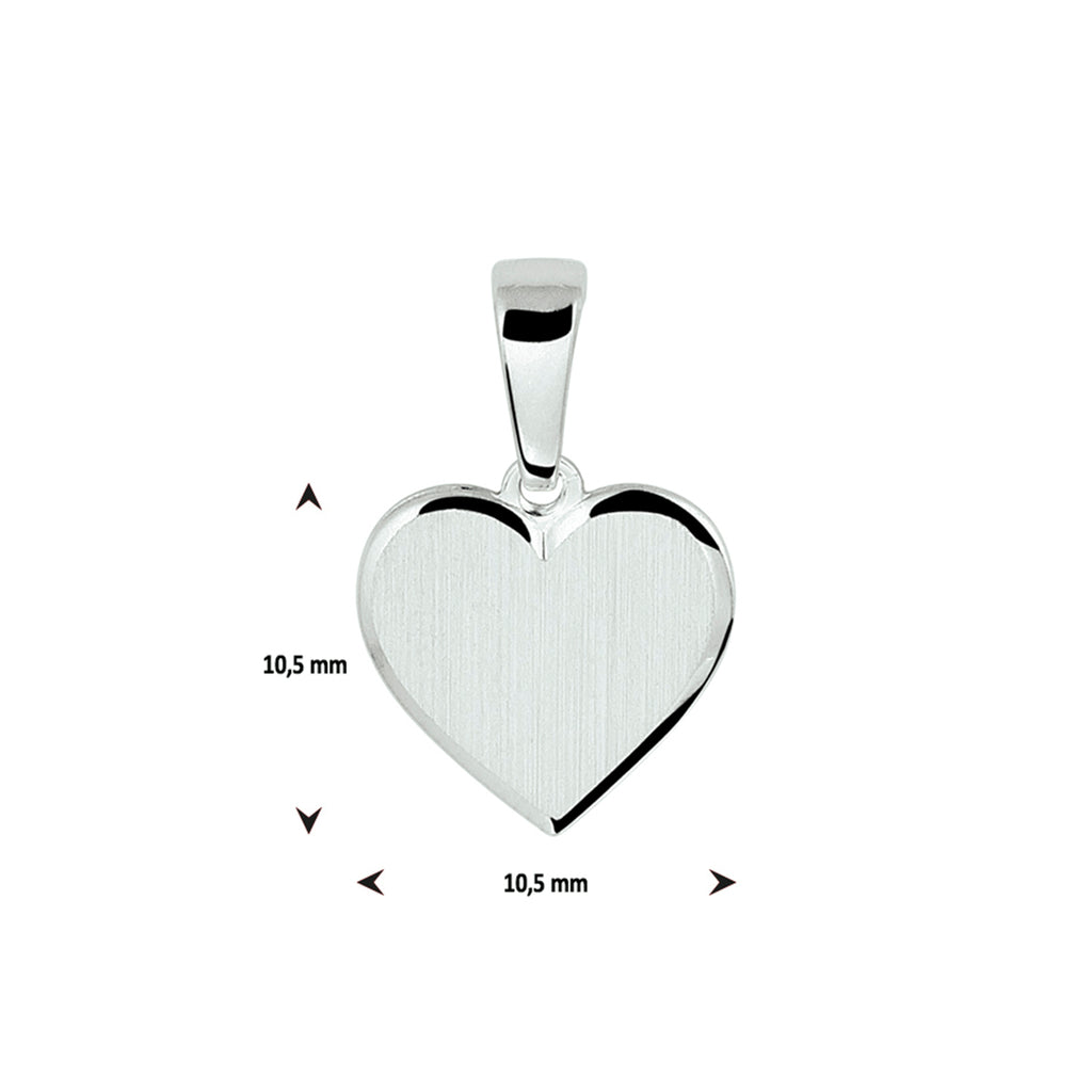 Graveerhartje poli/mat zilver gerhodineerd