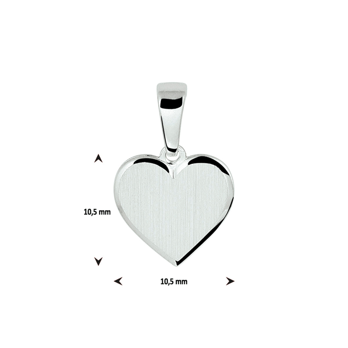 Graveerhartje poli/mat zilver gerhodineerd