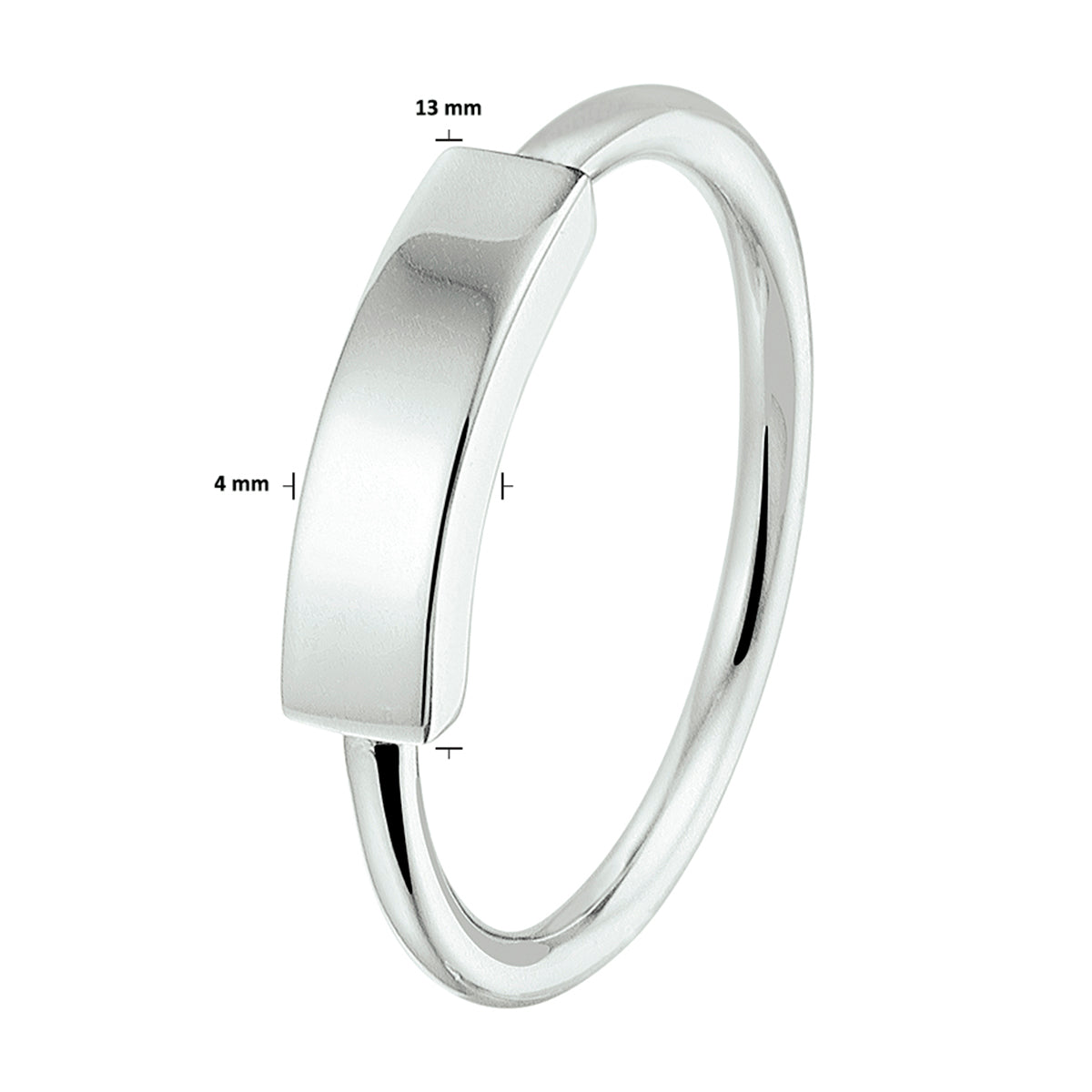 Ring balkje zilver gerhodineerd