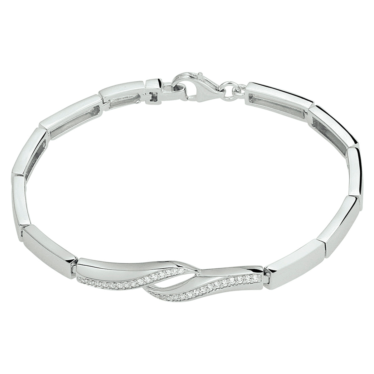 Armband zirkonia 7 mm 18,5 cm zilver gerhodineerd