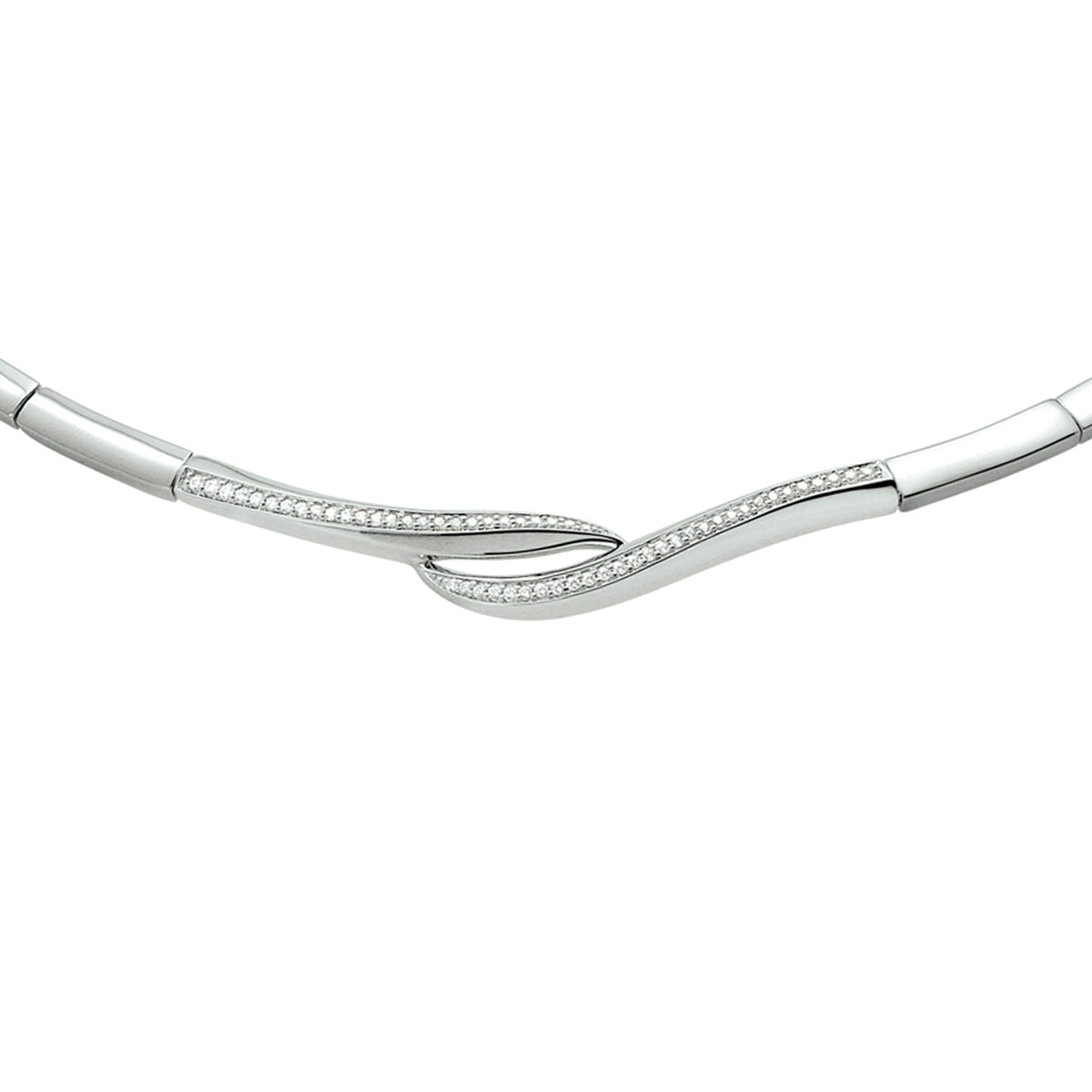 Collier zirkonia 43 + 3 cm zilver gerhodineerd