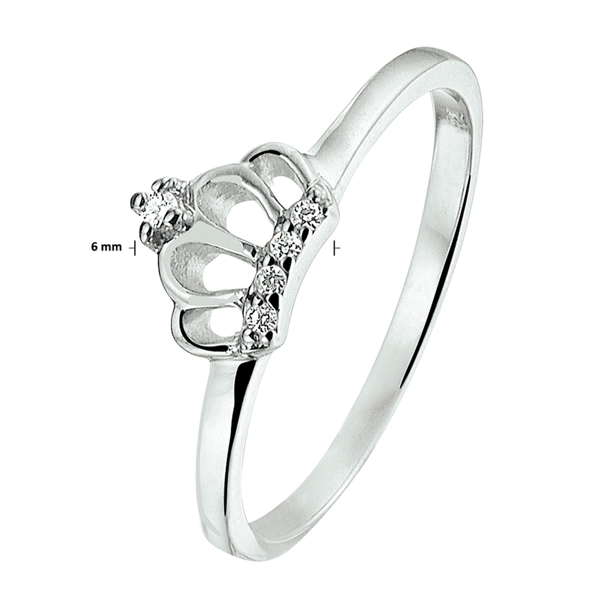 Ring kroon zirkonia zilver gerhodineerd