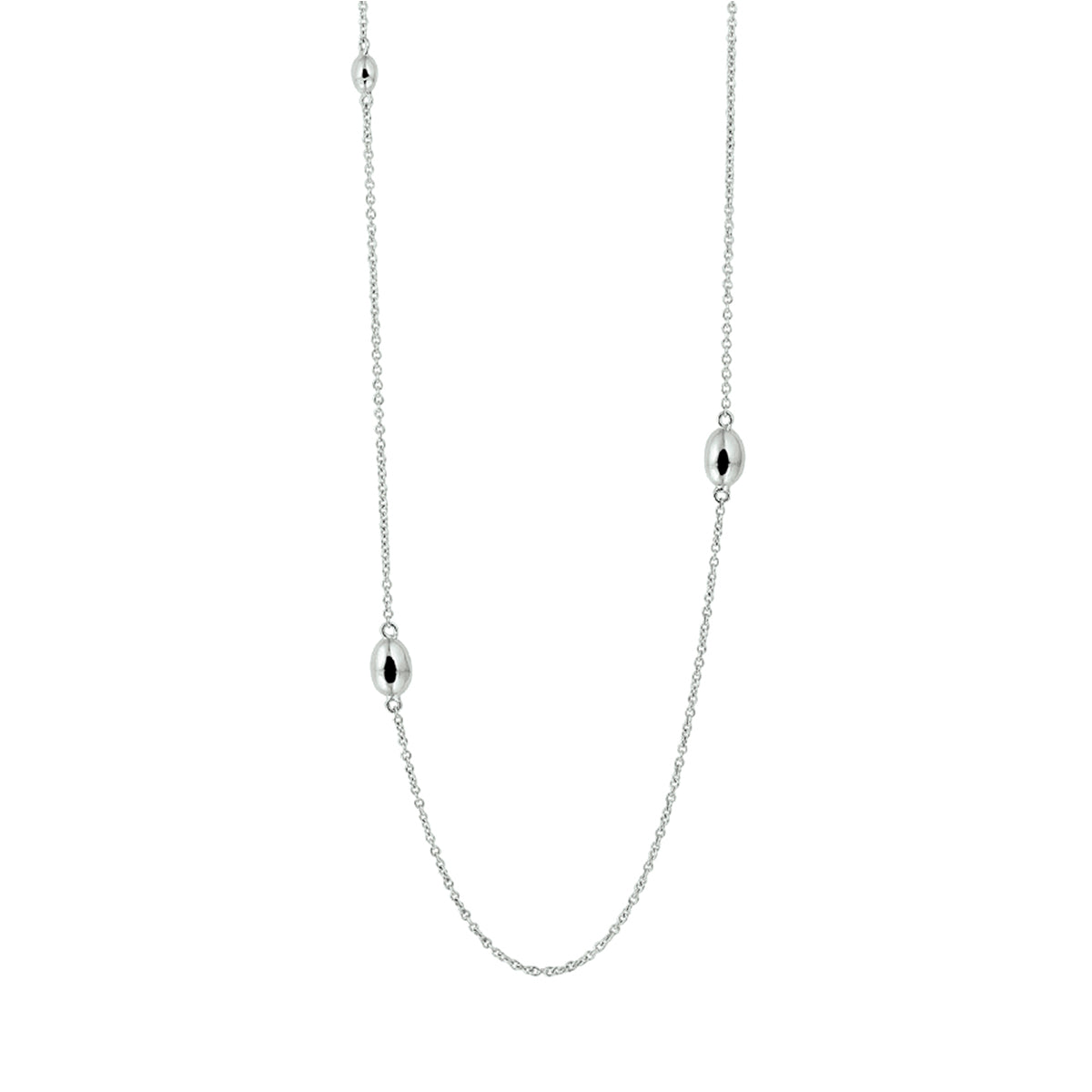 Collier ovaaltjes 80 cm zilver gerhodineerd