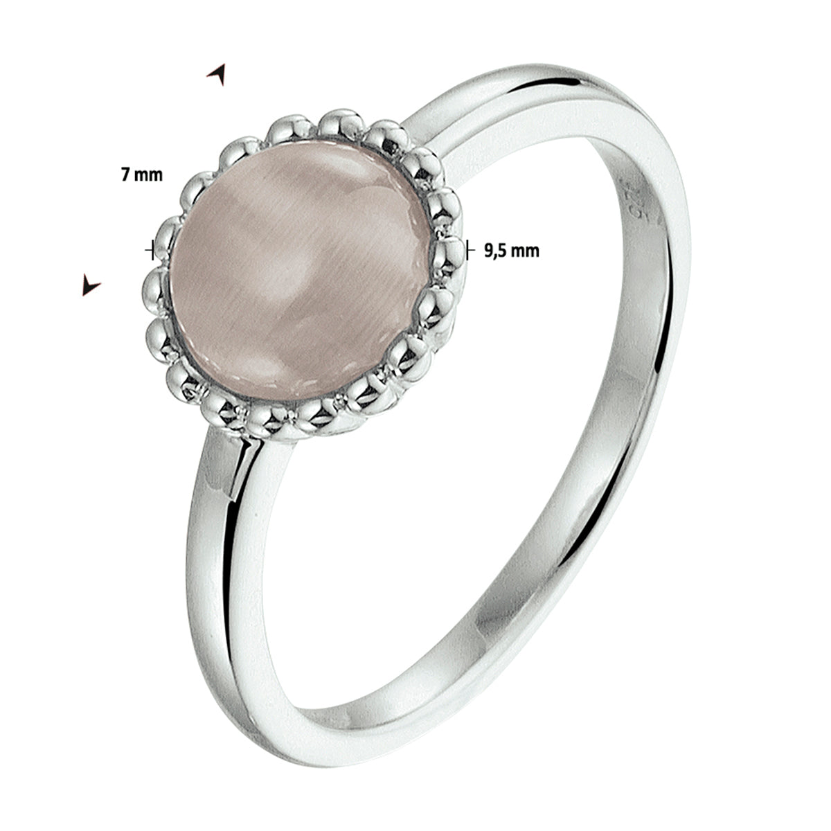 Ring cat's eye zilver gerhodineerd